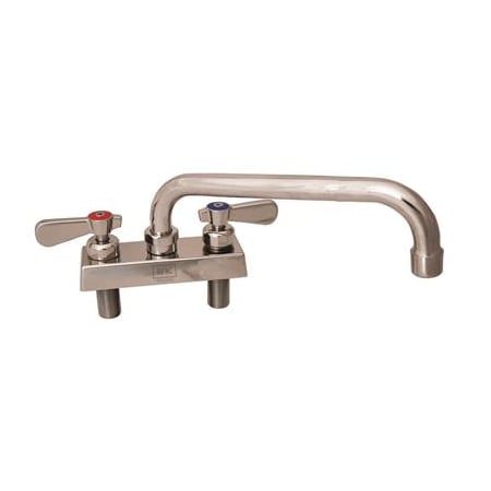 Bk Resources Evolution 4" Deck Mount Stainless Steel Faucet, 10" Swing Spout EVO-4DM-10